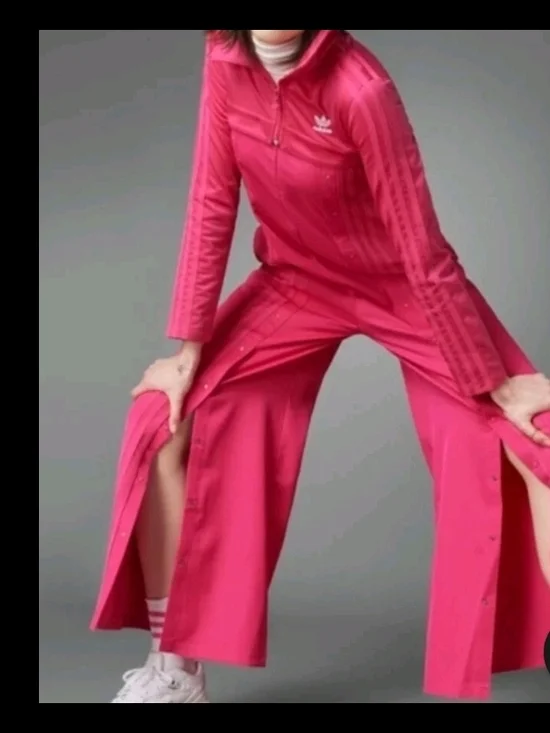 XL Adidas Hot Pink Wide-Leg Snap-Front Track Pants Jacket - Picture 3 of 7